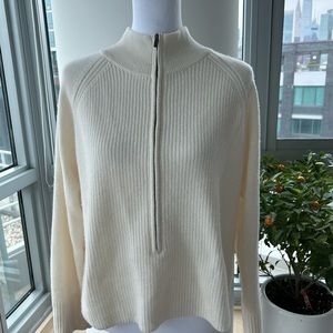 Cozy Cashmere from ElieTahari in winter white, front zip size Large